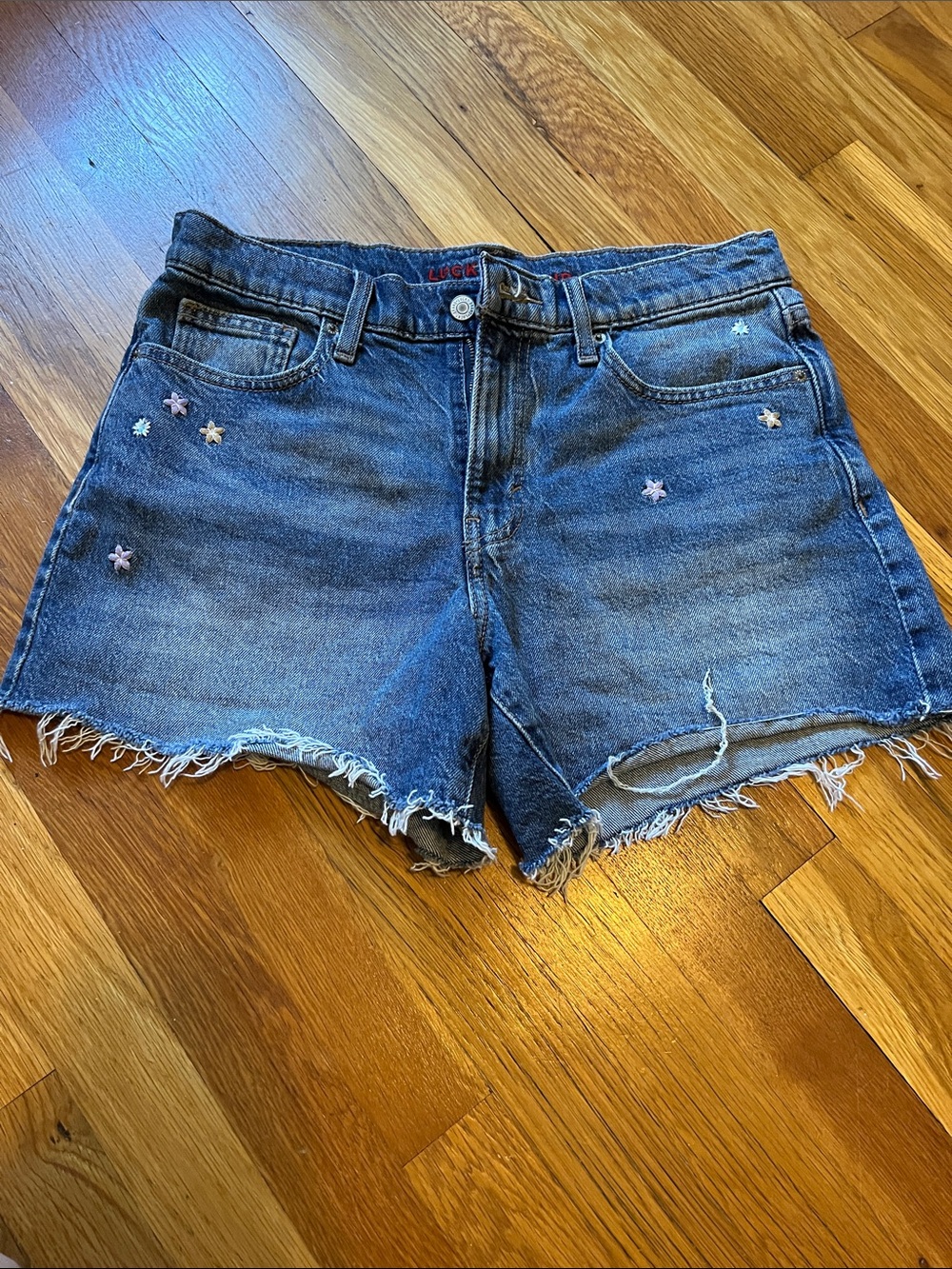 Lucky Brand Denim Cutoff Shorts with flower Embroidery